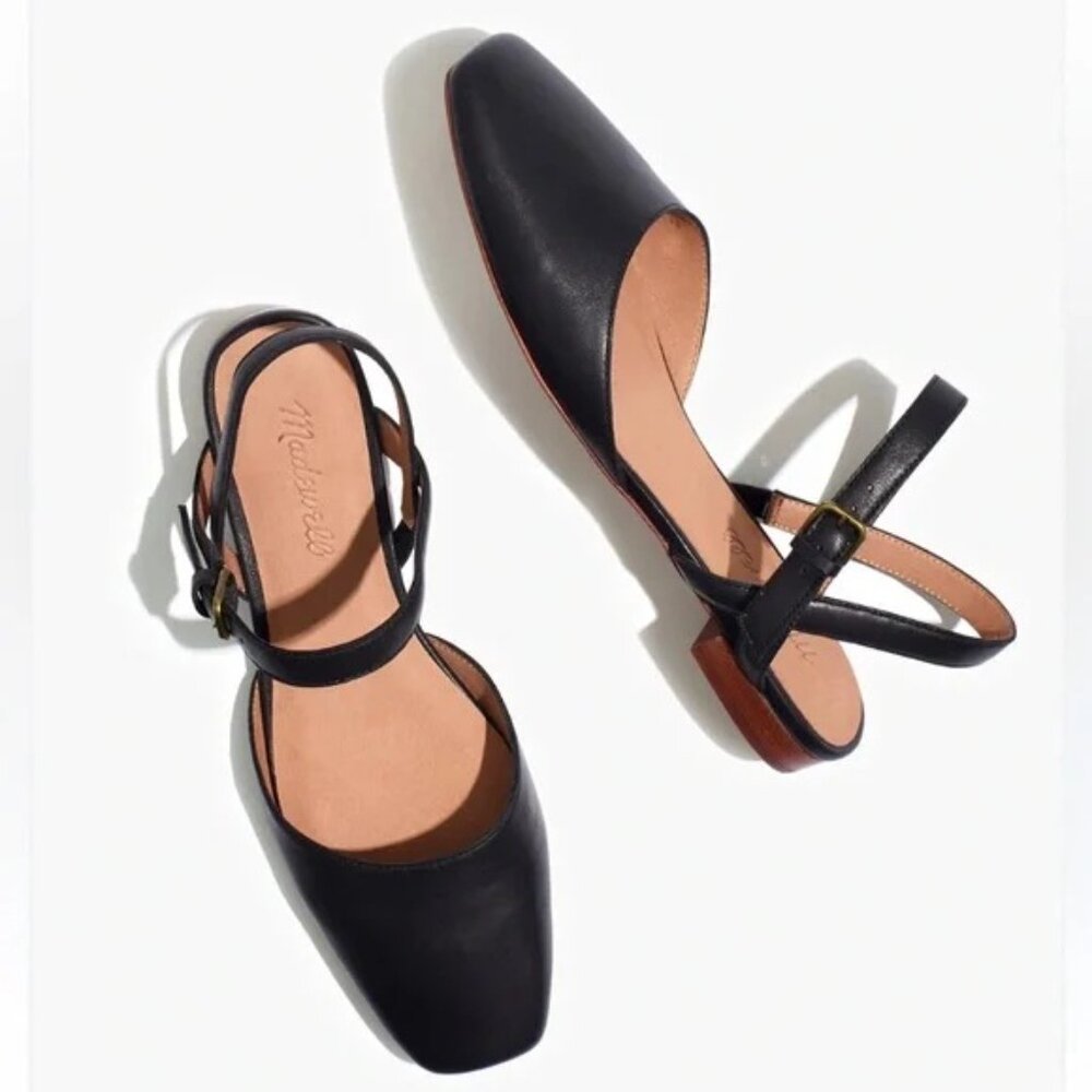 Madewell Black Leather Slingback Flats